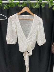 Textured Wrap Top