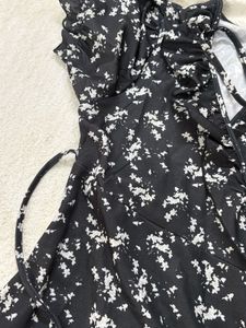 Black Floral Wrap Dress