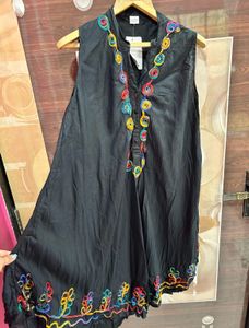 Black Kurta with Colorful Embroidery