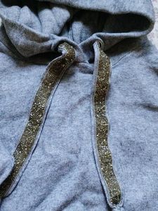 Grey Hoodie with Sparkly Drawstrings