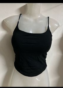 Black Spaghetti Strap Crop Top