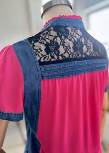 🚀🚀24Hrs EOS SALE🚀🚀Stylish Denim &amp; Lace Top