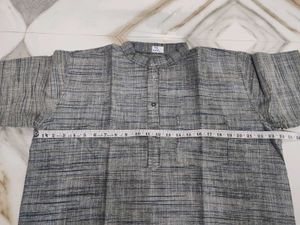 Men's Grey Short Kurta