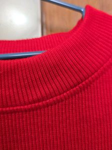 Red Mock Neck Ribbed Top