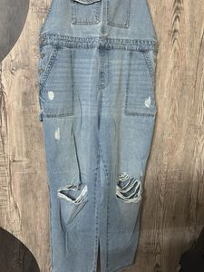 Distressed Denim Overalls