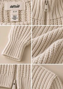 CREAM CROPPED ZIP-UP KNIT SWEATER