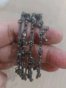 Set of 4 Silver-Tone Bangles with Charms Ghungaroo
