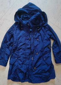 Blue Hooded jacket trenchcoat