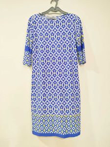 Blue Geometric Print Dress/Kurta