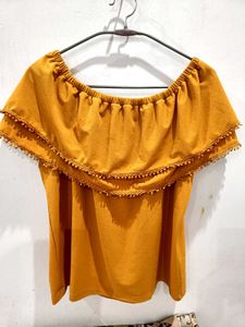 Mustard off shoulder top for women