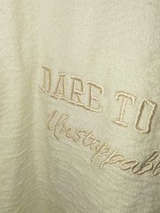Cream Textured Cropped Sweatshirt Top