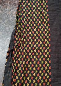 Elegant Black Kurta with Printed Panel