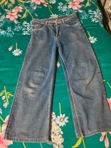 Women's Wide Leg Blue Denim Jeans