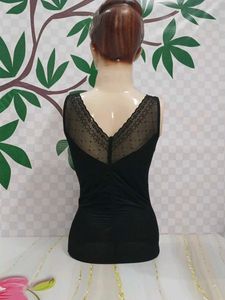 (1300)Black Lace Trim Bodysuit