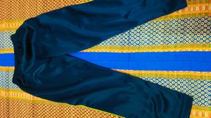 Navy Track Pants - Yellow Stripe