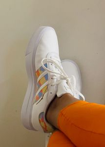 Adidas White Sneakers with Colorful Accents
