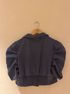 Stylish Navy Blue Puff Sleeve Top