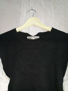 Black and White Ruffle Sleeve Top