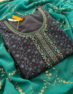 Navy Blue Embroidered Kurta Set