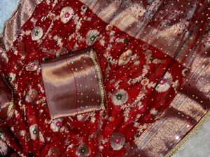 Stunning Red Embellished Saree