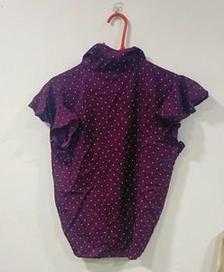 Stylish Polka Dot Tie-Front Blouse