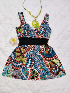 Boho Paisley Print Peplum Top