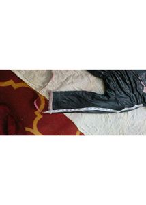 Black Faux Leather Parka with Pink Fur Trim