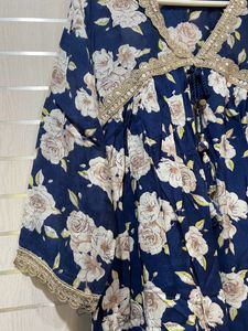 Floral Print Alia Cut Kurta N Pant Set