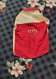 Sleeveless White &amp; Red Casual Shirt