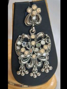 Oxidized Silver Necklace with Earrings