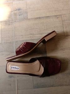 Maroon Patent Block Heels