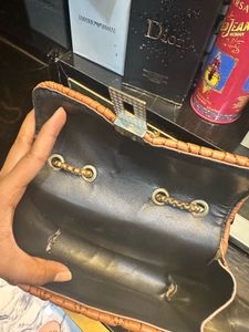 Brown Chain String Sling Bag