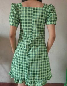 Green Plaid Mini Dress