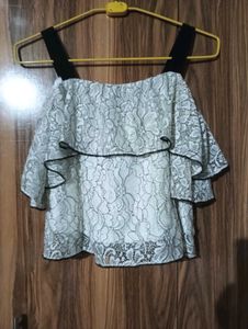 Lace Off-Shoulder Ruffle Top