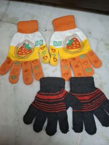 Kids Hand Gloves And Woolen Cap