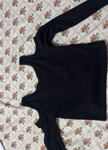 Black Ribbed Long Sleeve Top