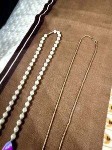 Set of 2 Boho Beaded &amp; Leaf Pendant Necklaces