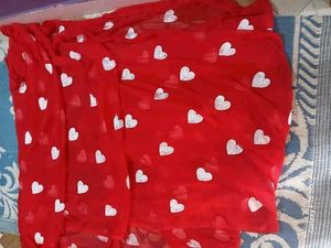Beautiful Red Saree with White Hearts