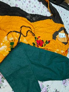 Yellow Floral top and pants set