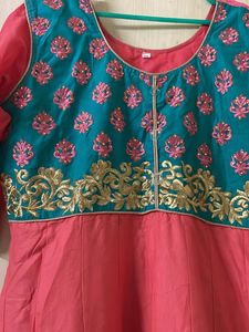 Designer Kurta with Teal and Gold Embellishments