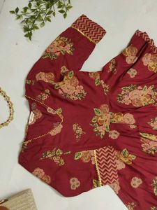 Maroon Floral Peplum Kurta with Palazzo♥️🪔