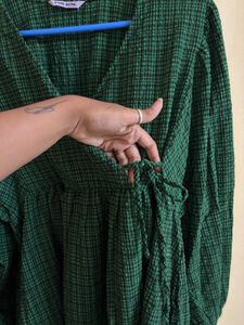 Chic Green Plaid Mini Dress