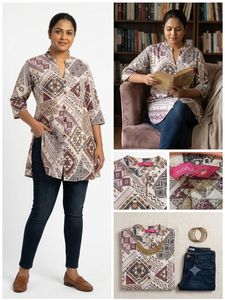 Stylish Geometric Print Kurta
