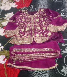 wine colour Palazzo Set with Sequins