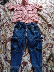 Cute Pink Shirt & Jeans Set