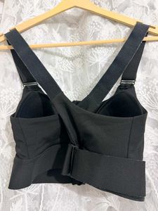 Adjustable Black Crop Top with Zipper