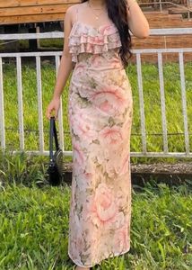 Floral Ruffle Strap Maxi Dress