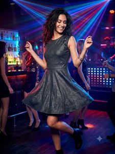 👗 Distressed Coated A-Line Skater Dress
