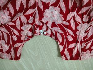 Red Floral Print Kurta Set