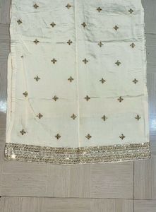 Elegant Cream Silk Kurta Set with Gold Embroidery